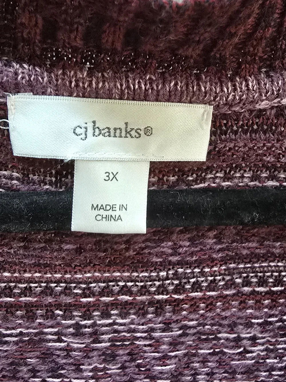 CJ Banks Fair Isle Open Front Cardigan Sweater 3X Burgundy Mustard Boho PlusSize